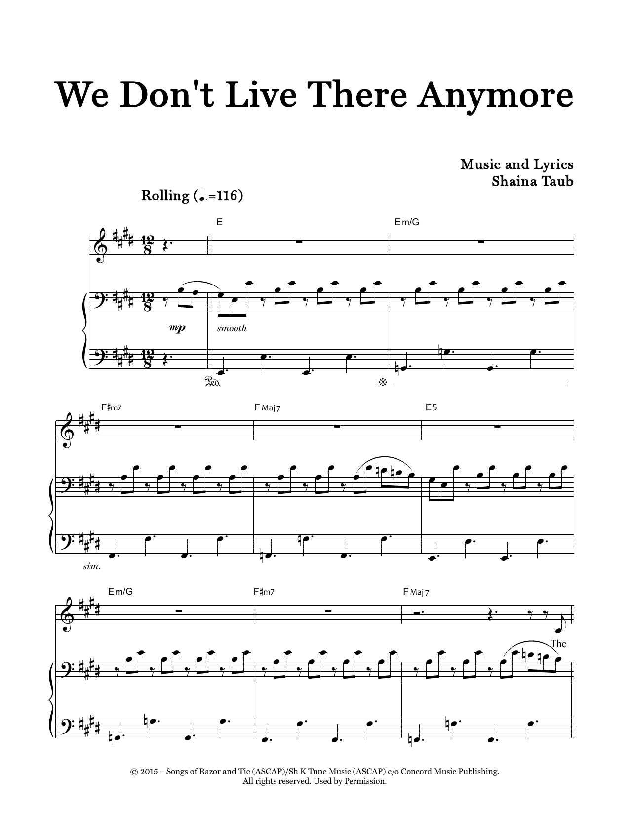 Learn to play Shaina Taub We Don't Live There sheet music for Piano & Vocal in minutes. Price: 7.8900$ Shaina Taub We Don't Live There sheet music notes and chords arranged for Piano & Vocal