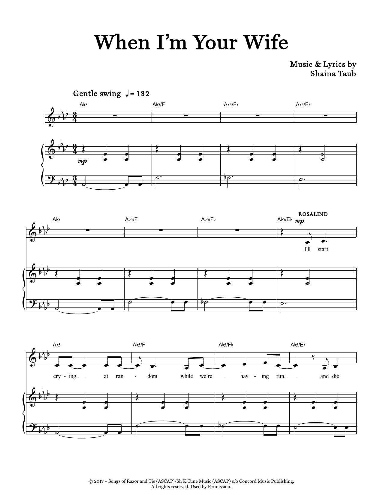 Shaina Taub When I'm Your Wife (from As You Like It) sheet music notes and chords. Download Printable PDF.