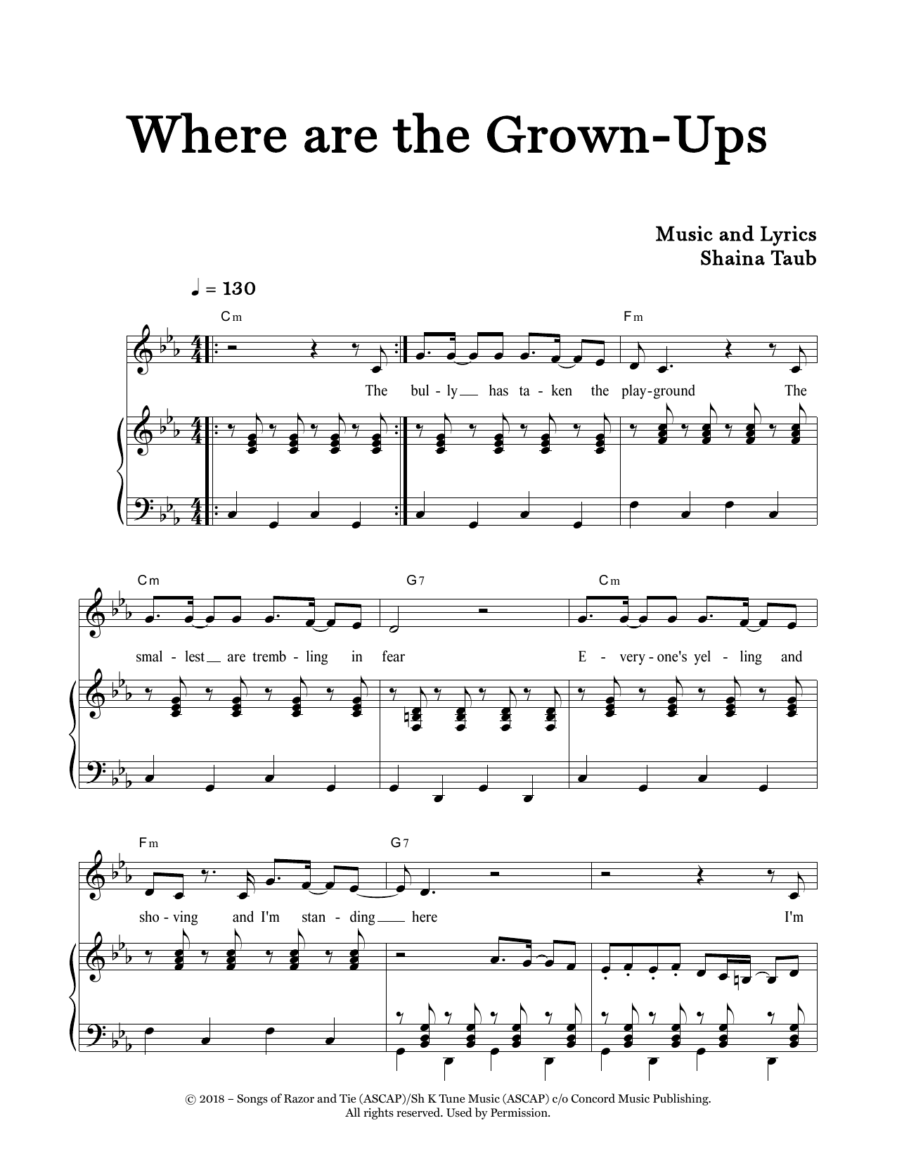 Shaina Taub Where Are The Grown-Ups sheet music notes and chords. Download Printable PDF.