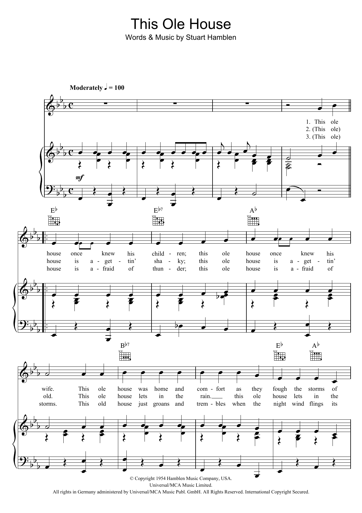 Shakin' Stevens This Ole House sheet music notes and chords. Download Printable PDF.