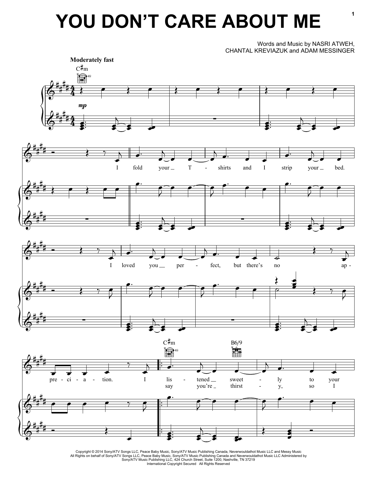 Learn to play Shakira You Don't Care About Me sheet music for Piano, Vocal & Guitar Chords (Right-Hand Melody) in minutes. Price: 7.8900$ Shakira You Don't Care About Me sheet music notes and chords arranged for Piano, Vocal & Guitar Chords (Right-Hand Melody)