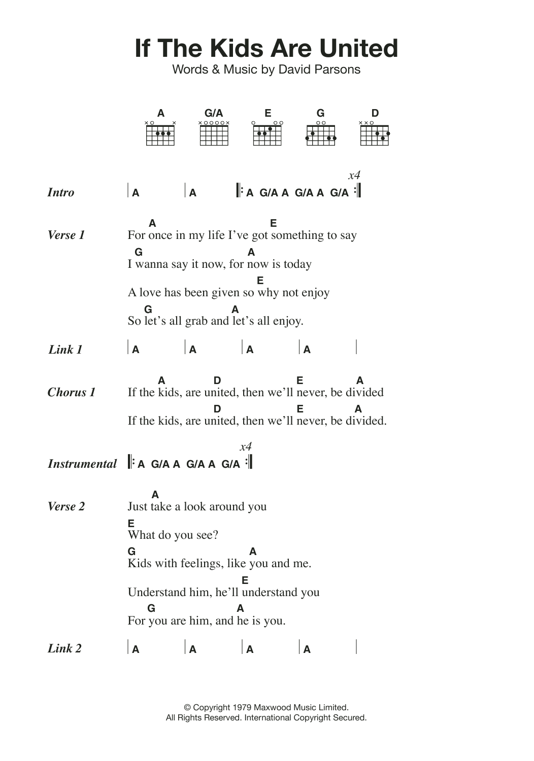 Sham 69 If The Kids Are United sheet music notes and chords. Download Printable PDF.