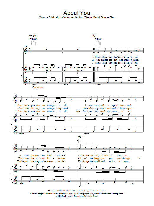 Learn to play Shane Filan About You sheet music for Piano, Vocal & Guitar Chords in minutes. Price: 7.8900$ Shane Filan About You sheet music notes and chords arranged for Piano, Vocal & Guitar Chords