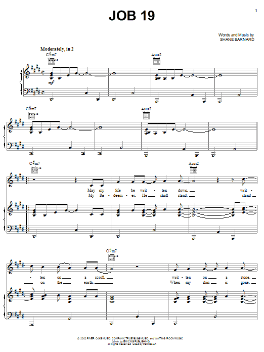 Shane & Shane Job 19 sheet music notes and chords arranged for Piano, Vocal & Guitar Chords (Right-Hand Melody)