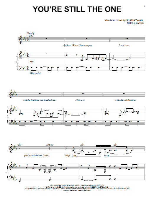 Shania Twain You're Still The One sheet music notes and chords. Download Printable PDF.