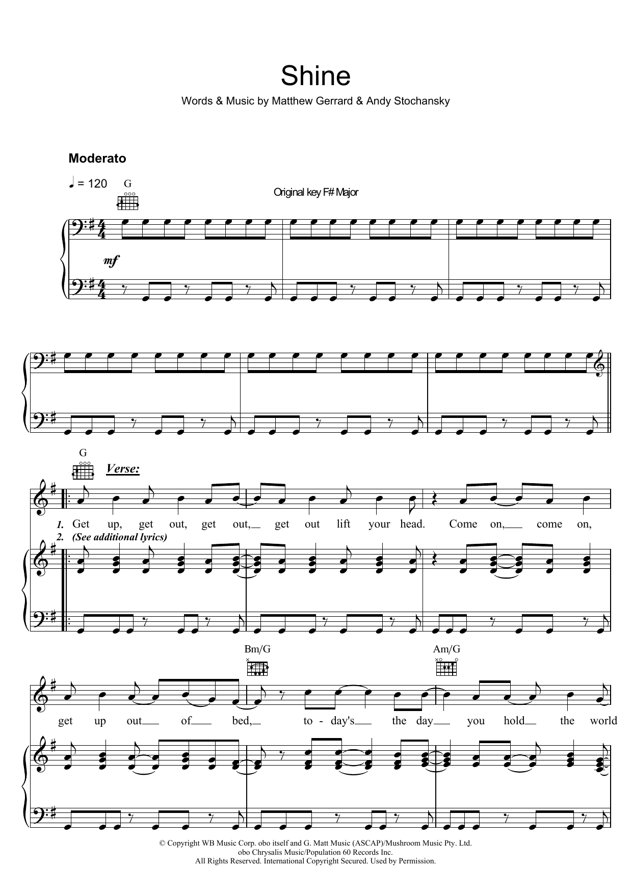 Shannon Noll Shine sheet music notes and chords. Download Printable PDF.