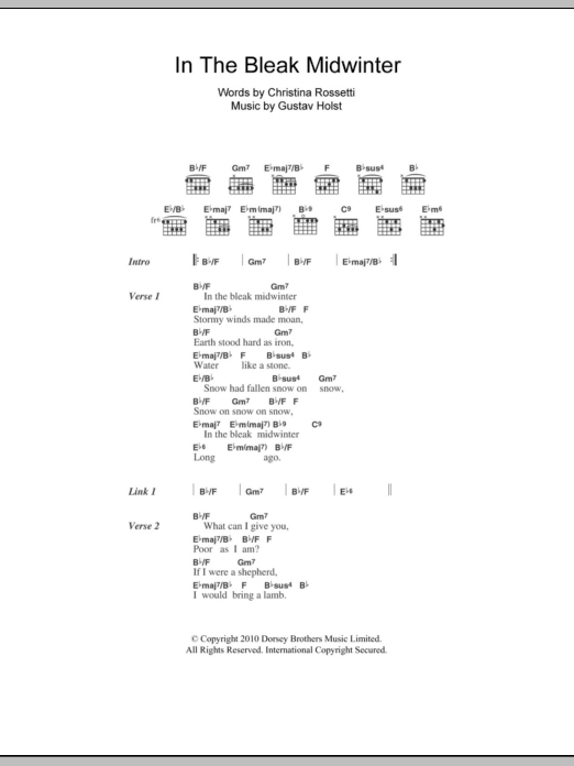 Shawn Colvin In The Bleak Midwinter sheet music notes and chords. Download Printable PDF.