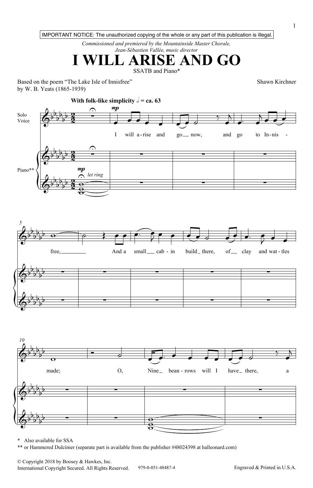 Shawn Kirchner I Will Arise And Go sheet music notes and chords. Download Printable PDF.