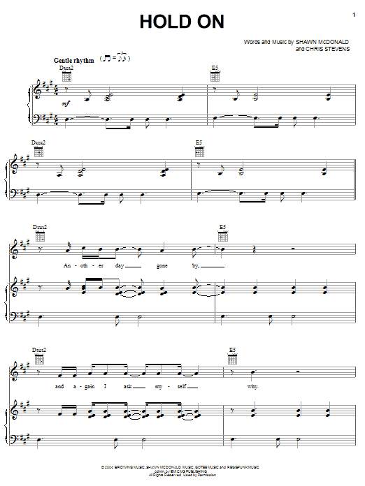 Learn to play Shawn McDonald Hold On sheet music for Piano, Vocal & Guitar Chords (Right-Hand Melody) in minutes. Price: 7.8900$ Shawn McDonald Hold On sheet music notes and chords arranged for Piano, Vocal & Guitar Chords (Right-Hand Melody)