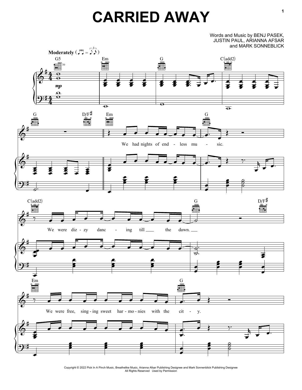 Shawn Mendes Carried Away sheet music notes and chords. Download Printable PDF.