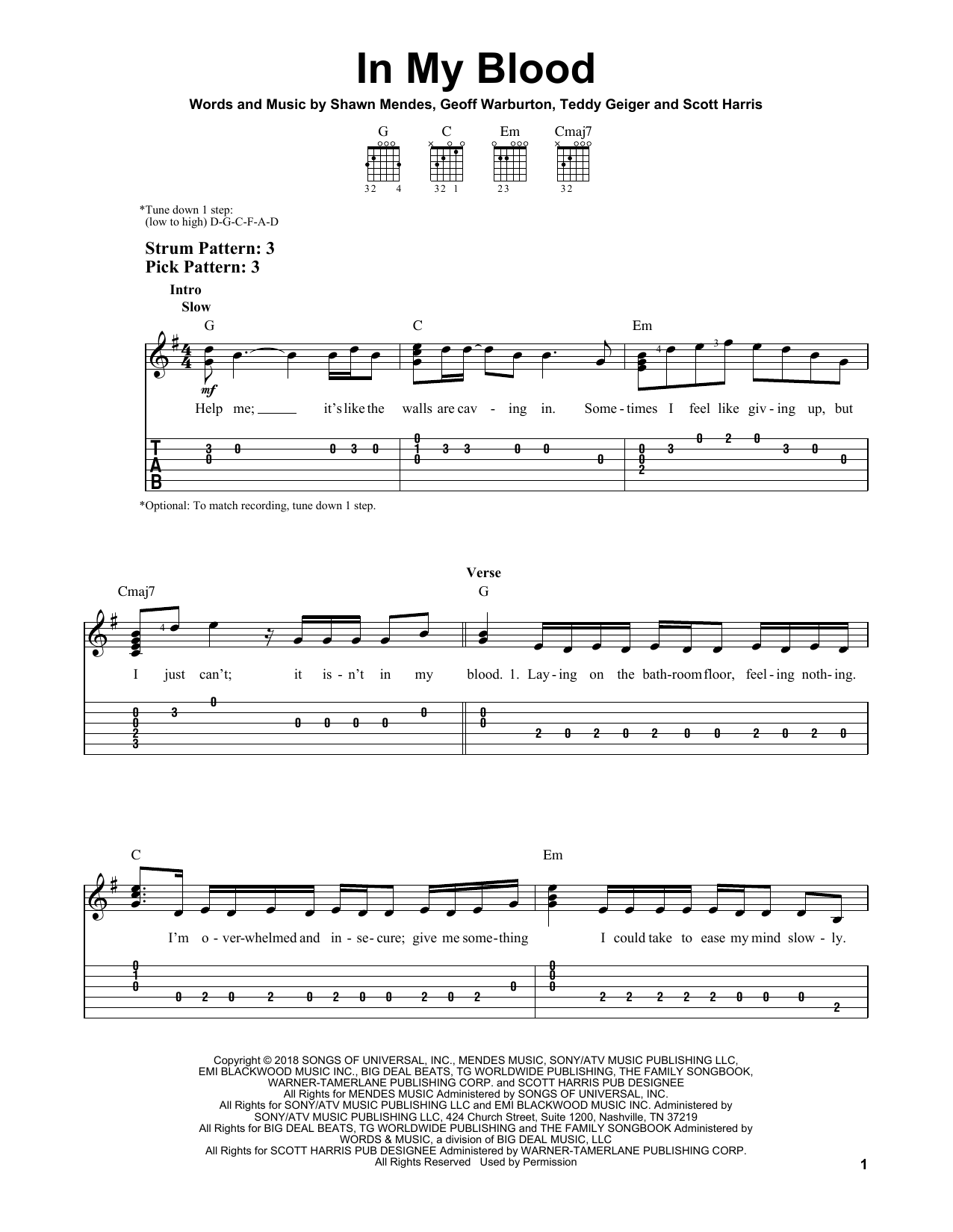 Shawn Mendes In My Blood sheet music notes and chords. Download Printable PDF.