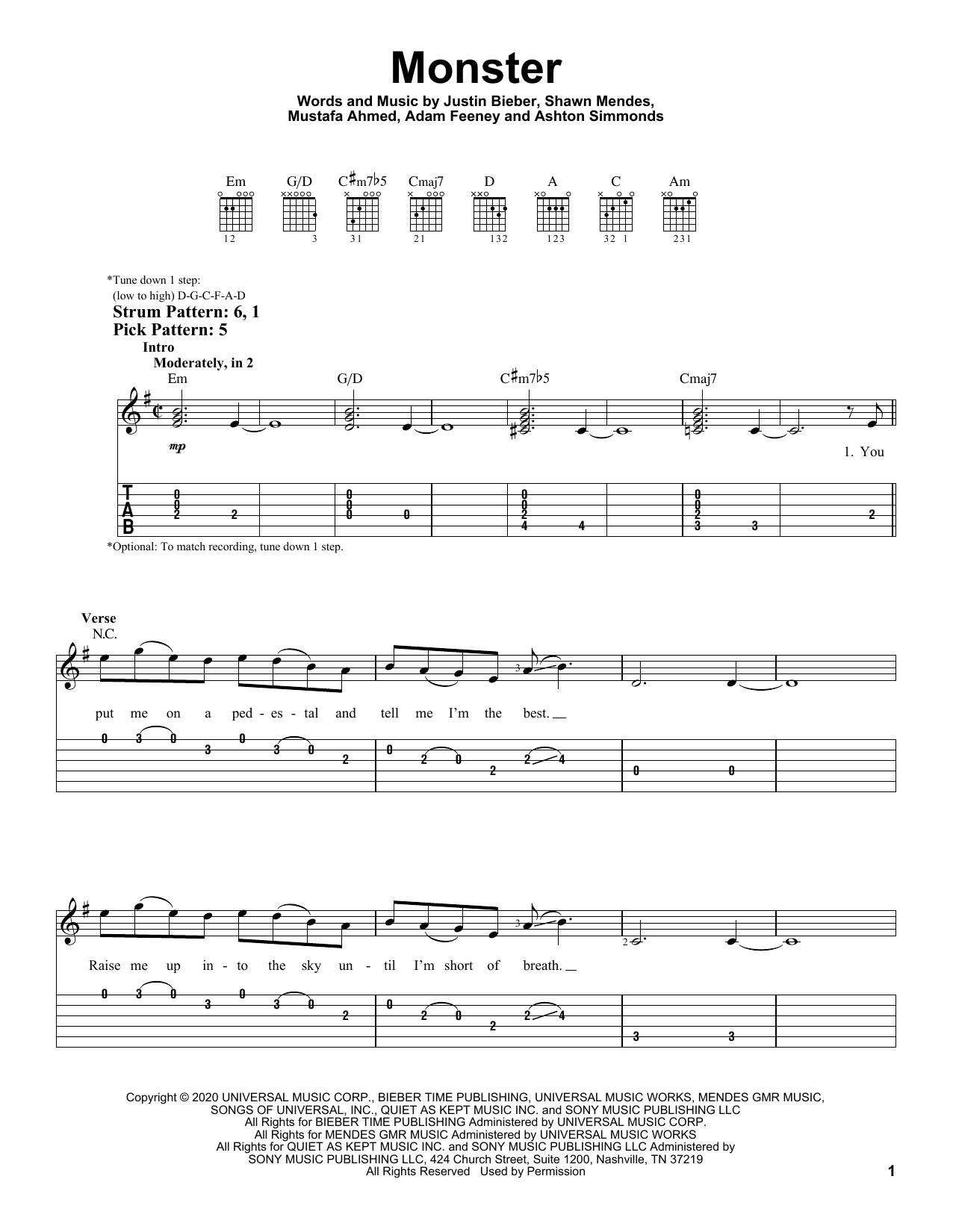 Shawn Mendes & Justin Bieber Monster sheet music notes and chords. Download Printable PDF.