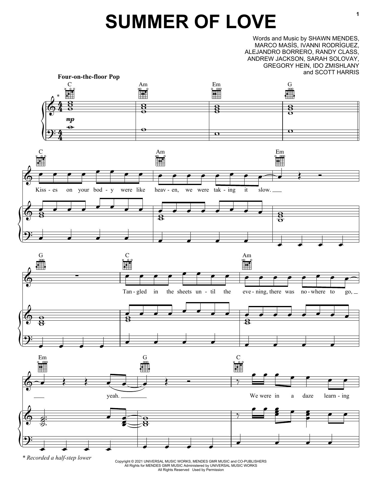 Learn to play Shawn Mendes & Tainy Summer Of Love sheet music for Piano, Vocal & Guitar Chords (Right-Hand Melody) in minutes. Price: 7.8900$ Shawn Mendes & Tainy Summer Of Love sheet music notes and chords arranged for Piano, Vocal & Guitar Chords (Right-Hand Melody)