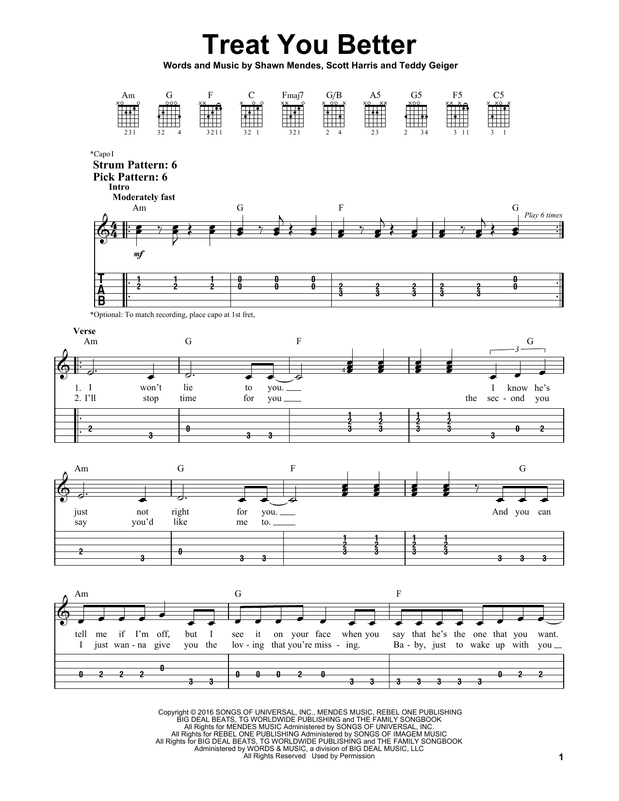 Shawn Mendes Treat You Better sheet music notes and chords. Download Printable PDF.