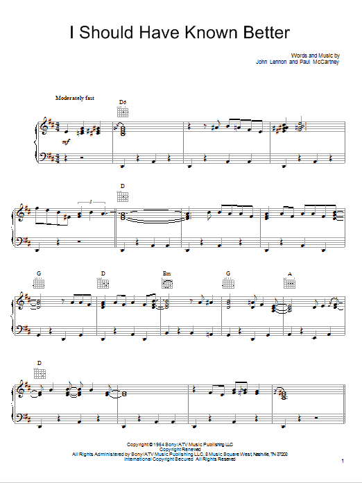 Learn to play She & Him I Should Have Known Better sheet music for Piano, Vocal & Guitar Chords (Right-Hand Melody) in minutes. Price: 7.8900$ She & Him I Should Have Known Better sheet music notes and chords arranged for Piano, Vocal & Guitar Chords (Right-Hand Melody)