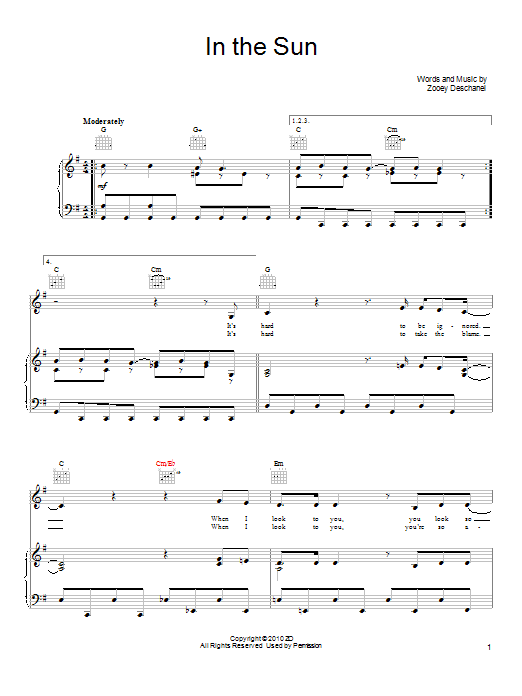 She & Him In The Sun sheet music notes and chords. Download Printable PDF.