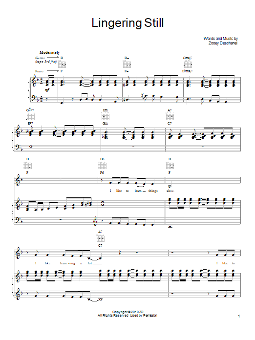 Learn to play She & Him Lingering Still sheet music for Piano, Vocal & Guitar Chords (Right-Hand Melody) in minutes. Price: 7.8900$ She & Him Lingering Still sheet music notes and chords arranged for Piano, Vocal & Guitar Chords (Right-Hand Melody)