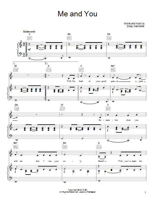 Learn to play She & Him Me And You sheet music for Piano, Vocal & Guitar Chords (Right-Hand Melody) in minutes. Price: 7.8900$ She & Him Me And You sheet music notes and chords arranged for Piano, Vocal & Guitar Chords (Right-Hand Melody)