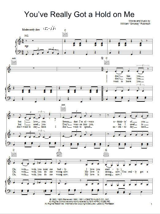 She & Him You've Really Got A Hold On Me sheet music notes and chords. Download Printable PDF.