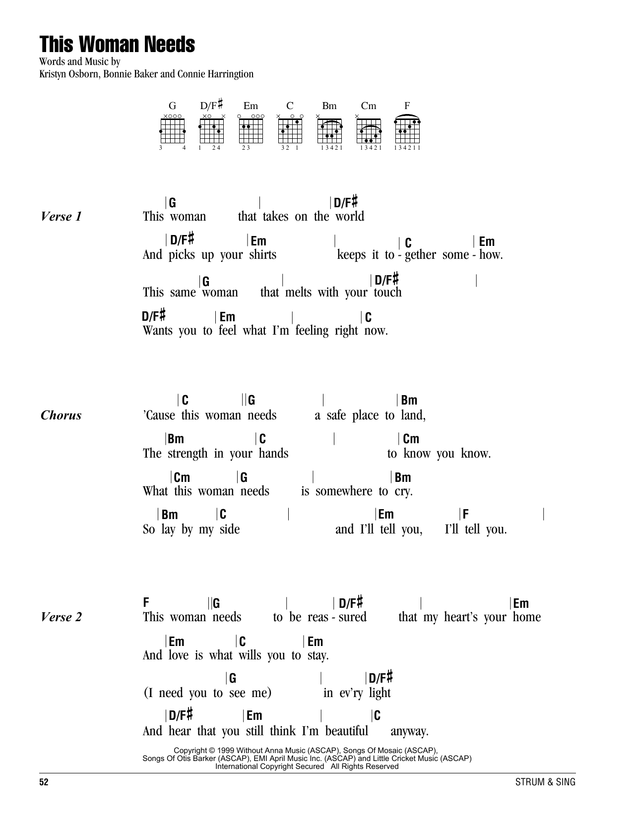 SHeDAISY This Woman Needs sheet music notes and chords. Download Printable PDF.