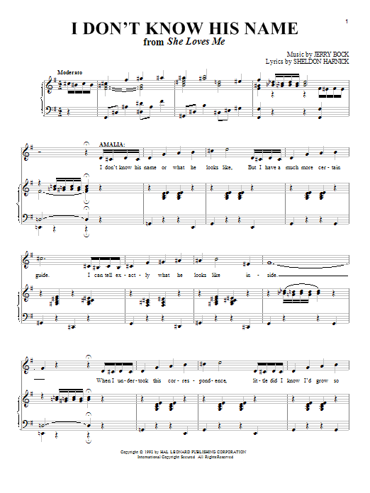 Sheldon Harnick I Don't Know His Name sheet music notes and chords. Download Printable PDF.