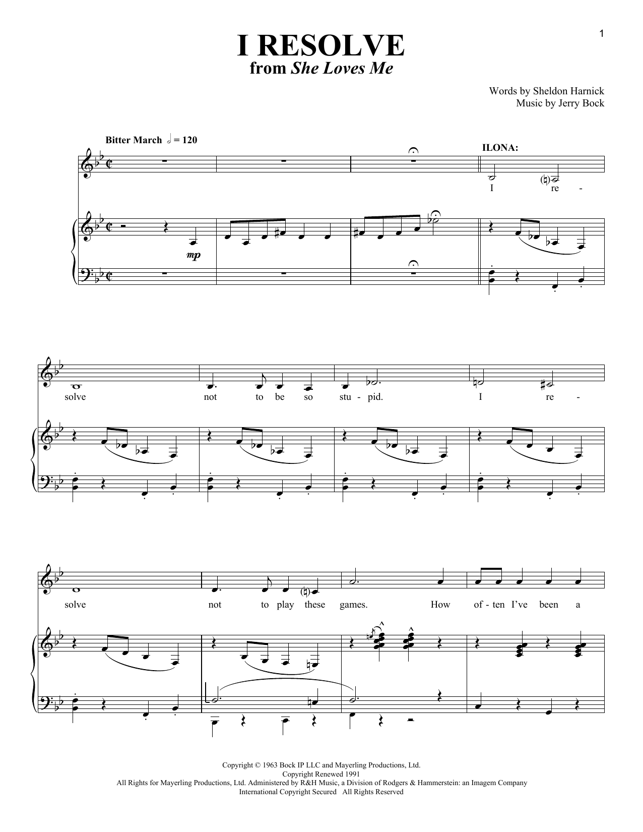 Sheldon Harnick I Resolve sheet music notes and chords. Download Printable PDF.