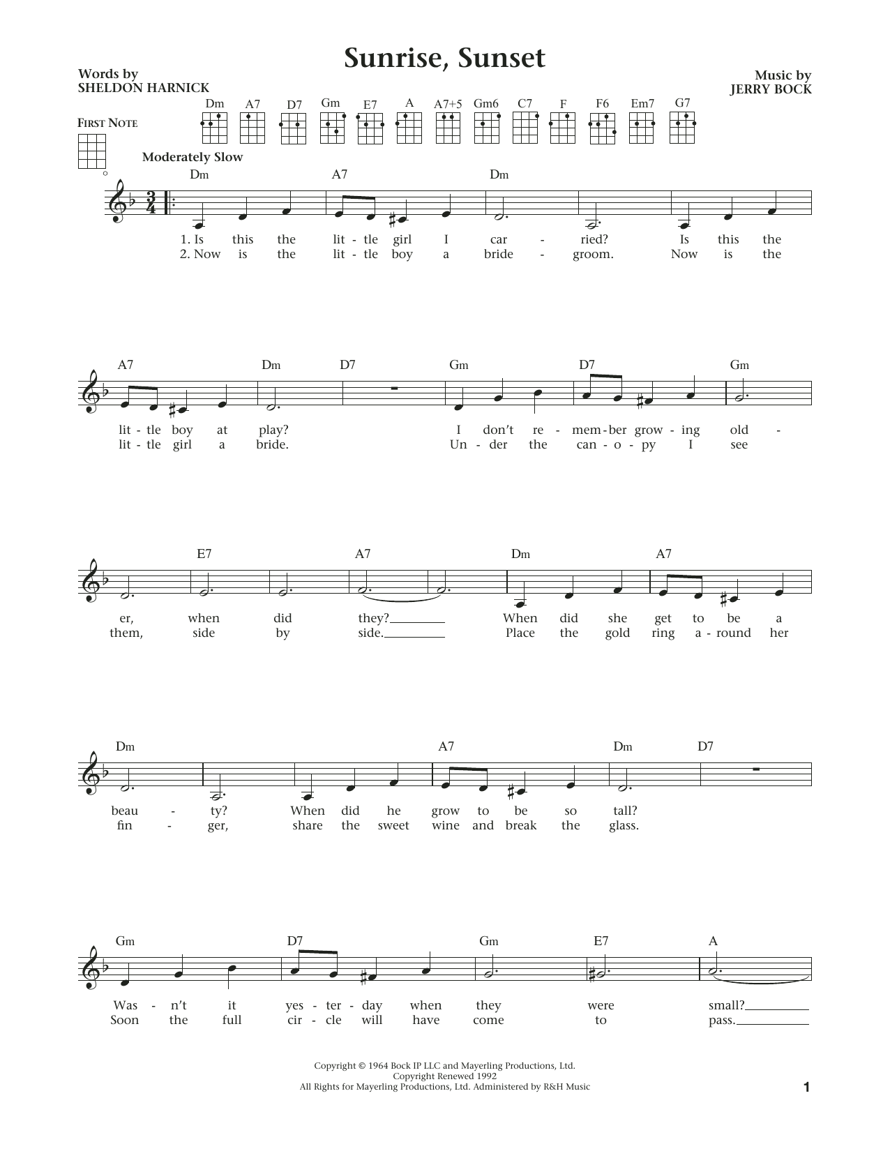 Learn to play Sheldon Harnick Sunrise, Sunset (from The Daily Ukulele) (arr. Liz and Jim Beloff) sheet music for Ukulele in minutes. Price: 5.9900$ Sheldon Harnick Sunrise, Sunset (from The Daily Ukulele) (arr. Liz and Jim Beloff) sheet music notes and chords arranged for Ukulele