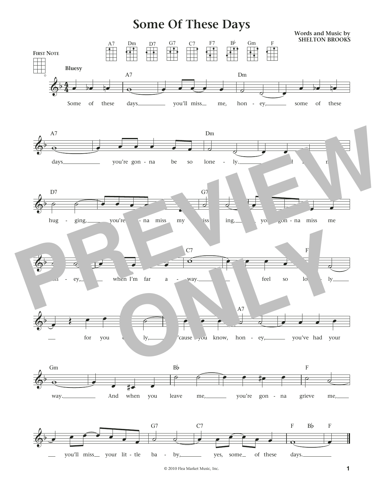 Shelton Brooks Some Of These Days (from The Daily Ukulele) (arr. Liz and Jim Beloff) sheet music notes and chords. Download Printable PDF.