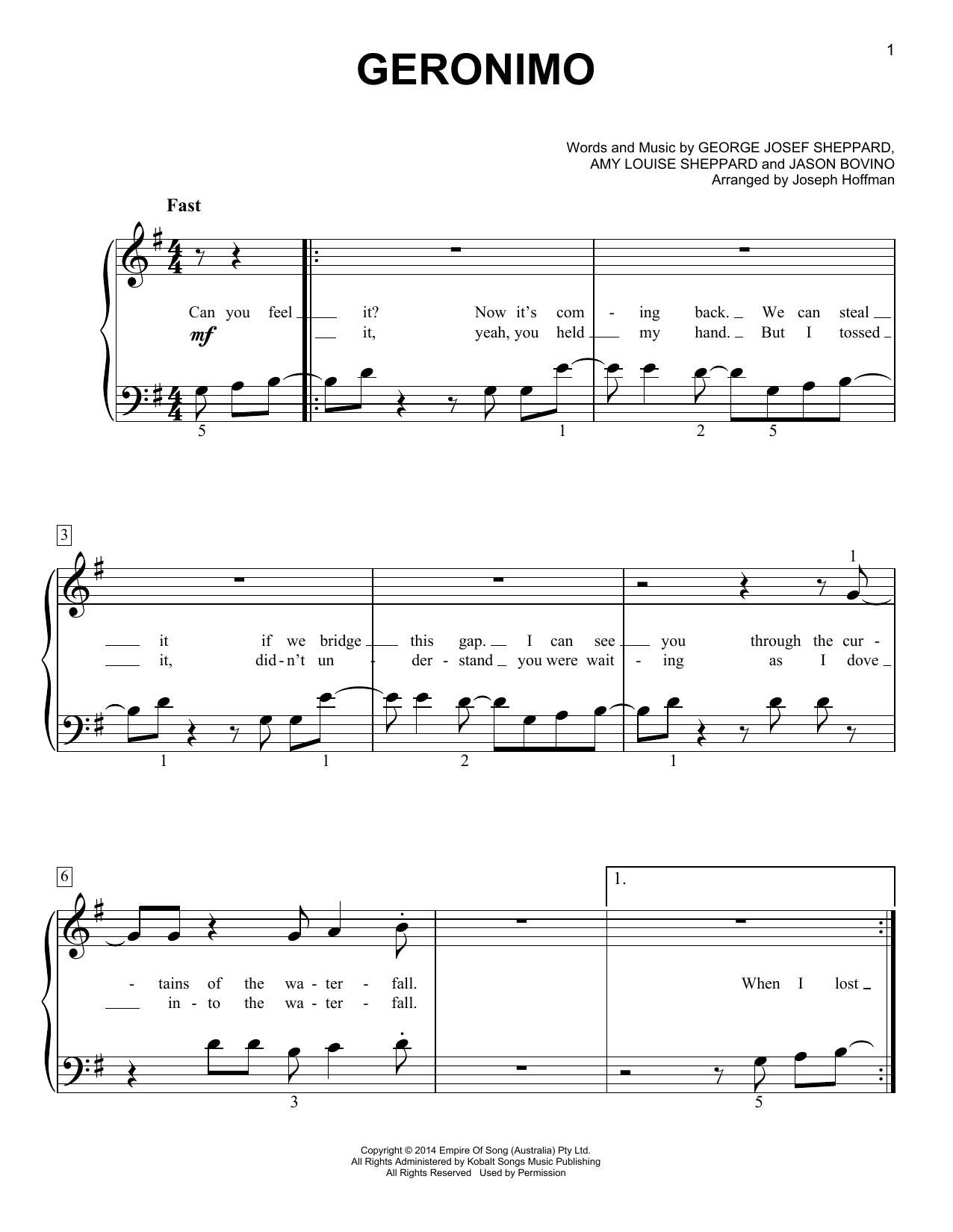Learn to play Sheppard Geronimo (arr. Joseph Hoffman) sheet music for Easy Piano in minutes. Price: 6.9900$ Sheppard Geronimo (arr. Joseph Hoffman) sheet music notes and chords arranged for Easy Piano