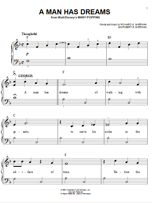 Sherman Brothers A Man Has Dreams sheet music notes and chords. Download Printable PDF.