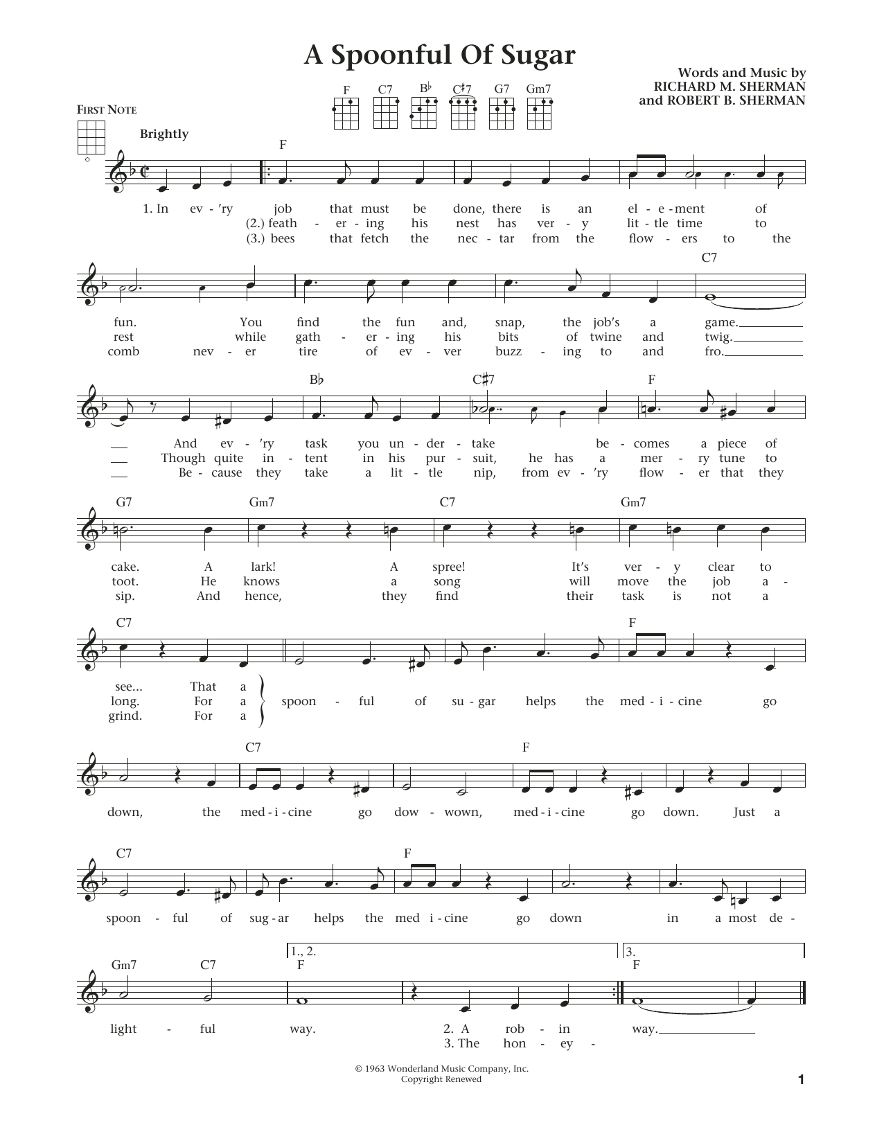 Learn to play Richard M. Sherman A Spoonful Of Sugar (from The Daily Ukulele) (arr. Liz and Jim Beloff) sheet music for Ukulele in minutes. Price: 5.9900$ Richard M. Sherman A Spoonful Of Sugar (from The Daily Ukulele) (arr. Liz and Jim Beloff) sheet music notes and chords arranged for Ukulele