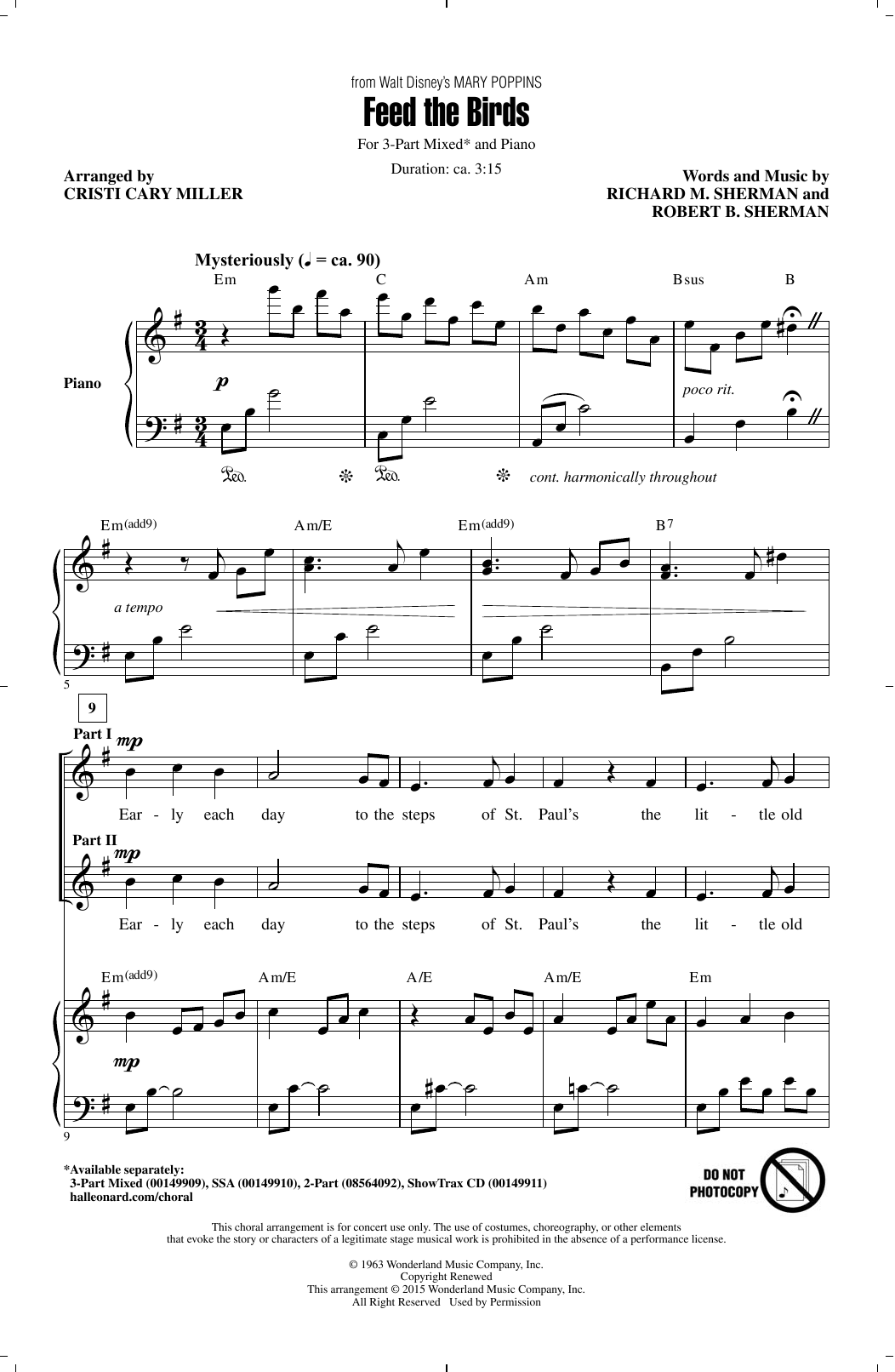 Learn to play Cristi Cary Miller Feed The Birds sheet music for 3-Part Mixed Choir in minutes. Price: 3.9900$ Cristi Cary Miller Feed The Birds sheet music notes and chords arranged for 3-Part Mixed Choir