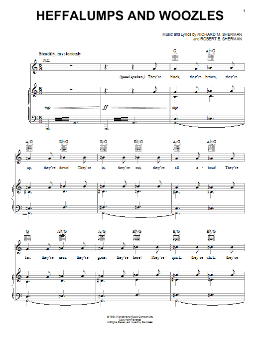 Sherman Brothers Heffalumps And Woozles sheet music notes and chords. Download Printable PDF.