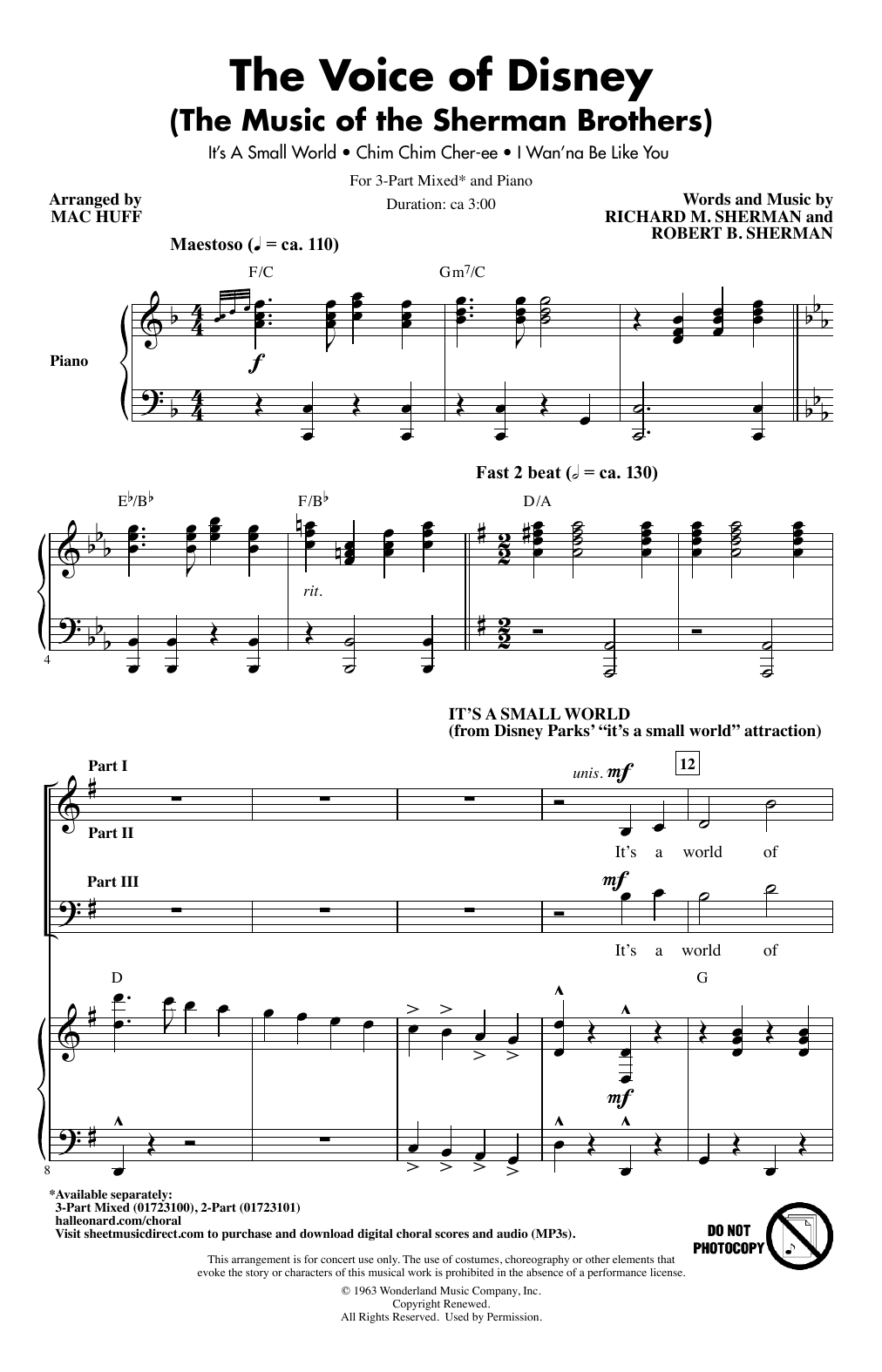 Sherman Brothers The Voice of Disney (The Music of the Sherman Brothers) (Medley) (arr. Mac Huff) sheet music notes and chords. Download Printable PDF.