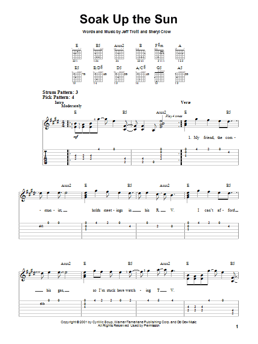 Sheryl Crow Soak Up The Sun sheet music notes and chords. Download Printable PDF.