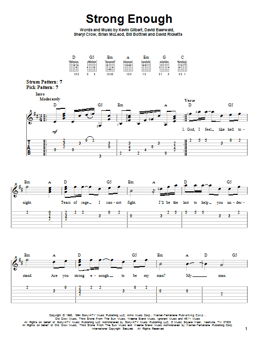 Sheryl Crow Strong Enough sheet music notes and chords. Download Printable PDF.