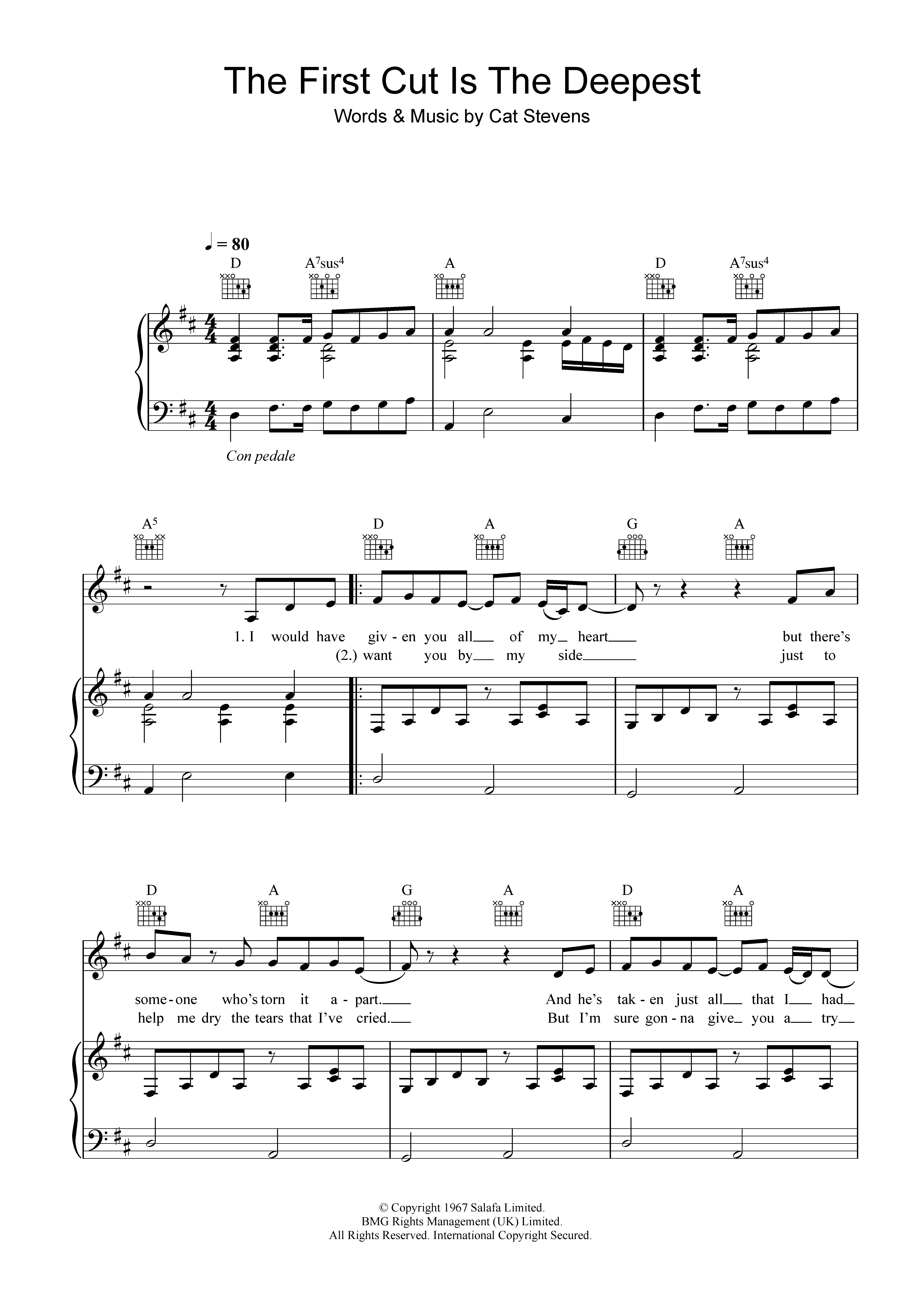 Sheryl Crow The First Cut Is The Deepest sheet music notes and chords. Download Printable PDF.