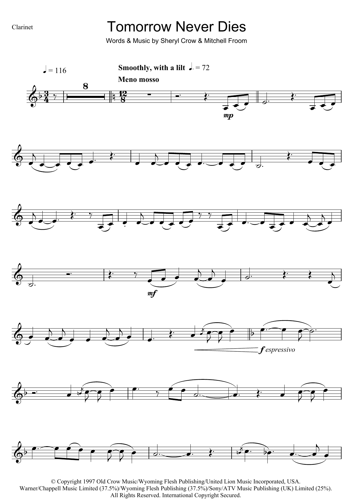 Sheryl Crow Tomorrow Never Dies sheet music notes and chords. Download Printable PDF.