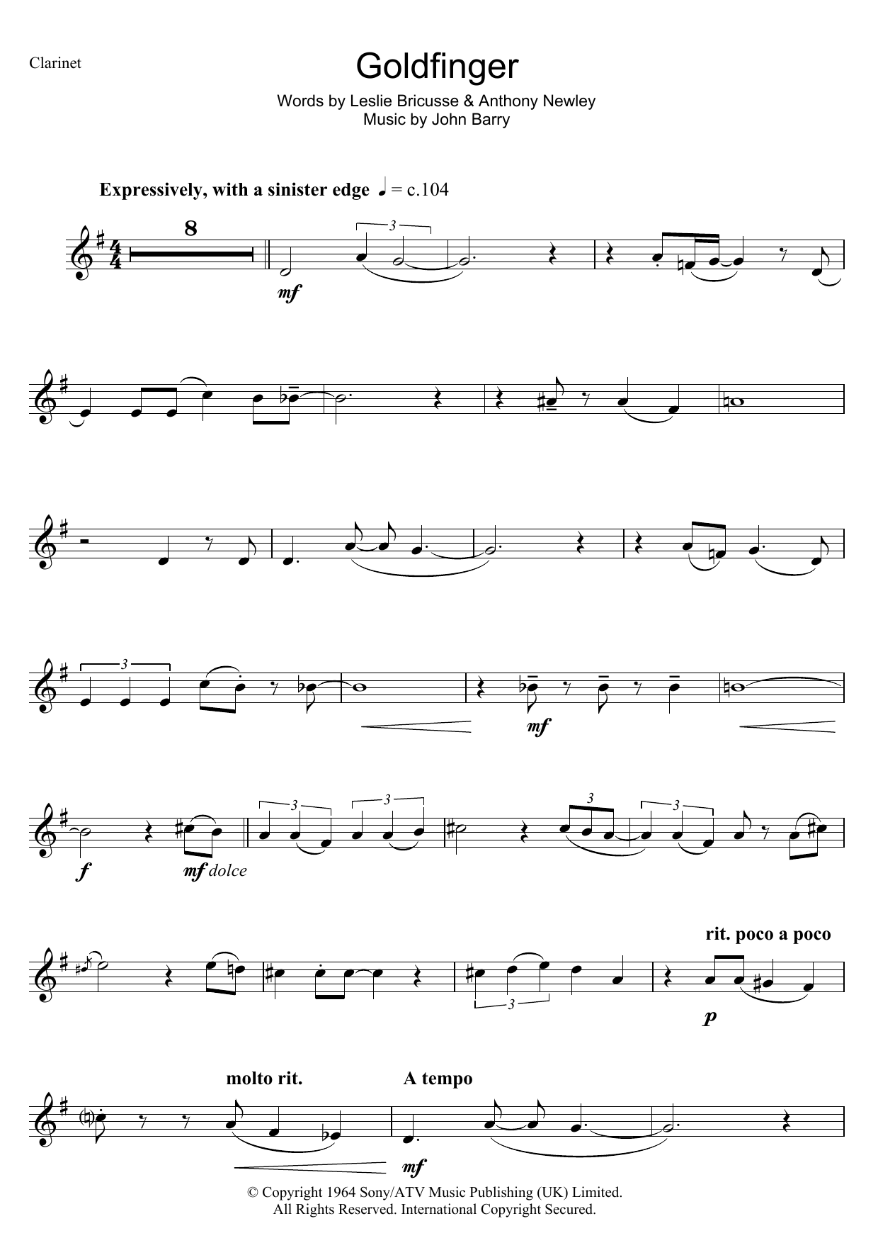 Shirley Bassey Goldfinger (theme from the James Bond film) sheet music notes and chords. Download Printable PDF.