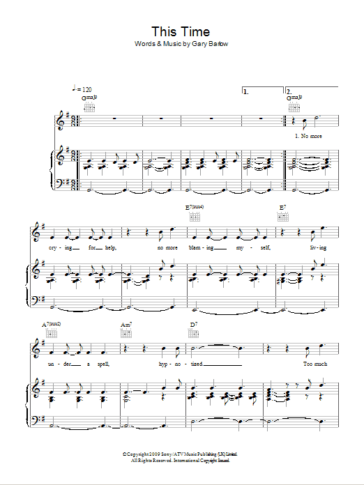 Shirley Bassey This Time sheet music notes and chords arranged for Piano, Vocal & Guitar Chords