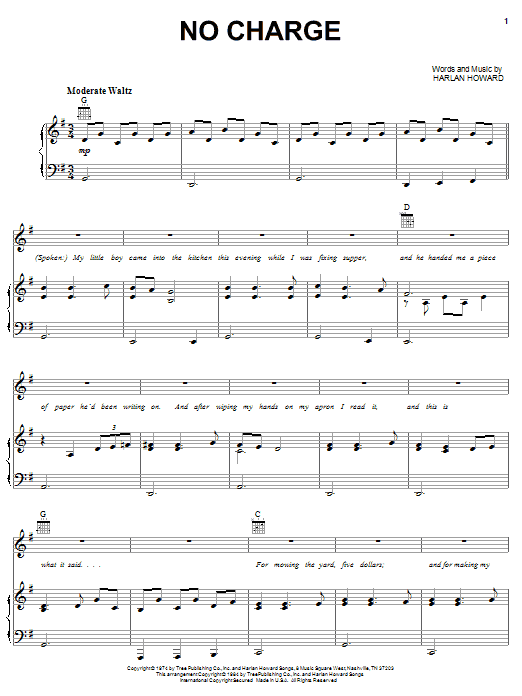 Shirley Caesar No Charge sheet music notes and chords arranged for Piano, Vocal & Guitar Chords (Right-Hand Melody)