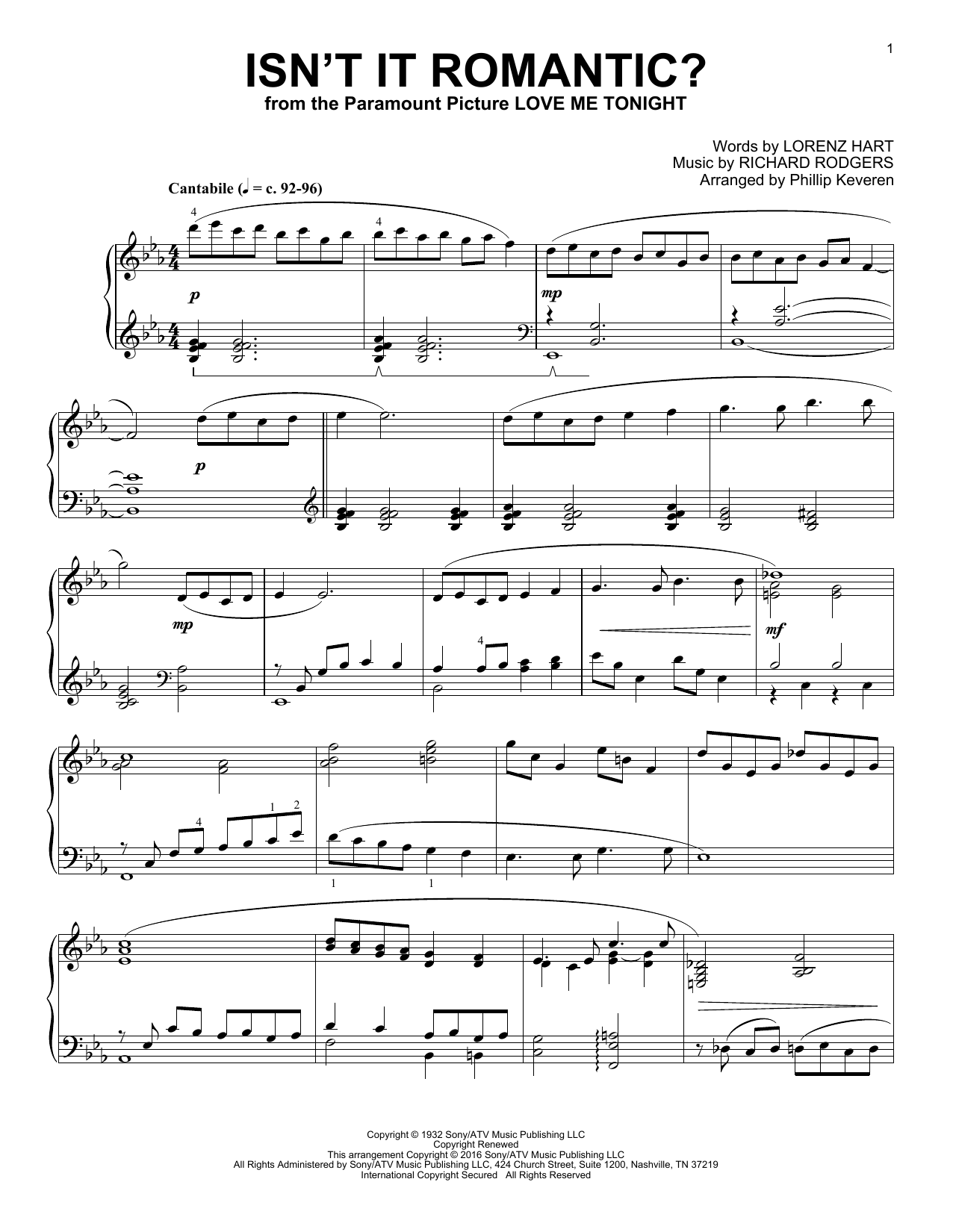 Learn to play Phillip Keveren Isn't It Romantic? sheet music for Piano Solo in minutes. Price: 7.8900$ Phillip Keveren Isn't It Romantic? sheet music notes and chords arranged for Piano Solo