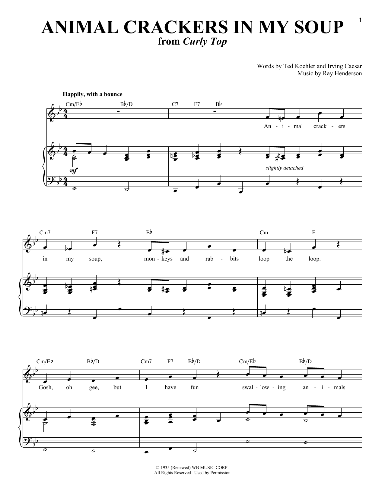 Irving Caesar Animal Crackers In My Soup sheet music notes and chords. Download Printable PDF.