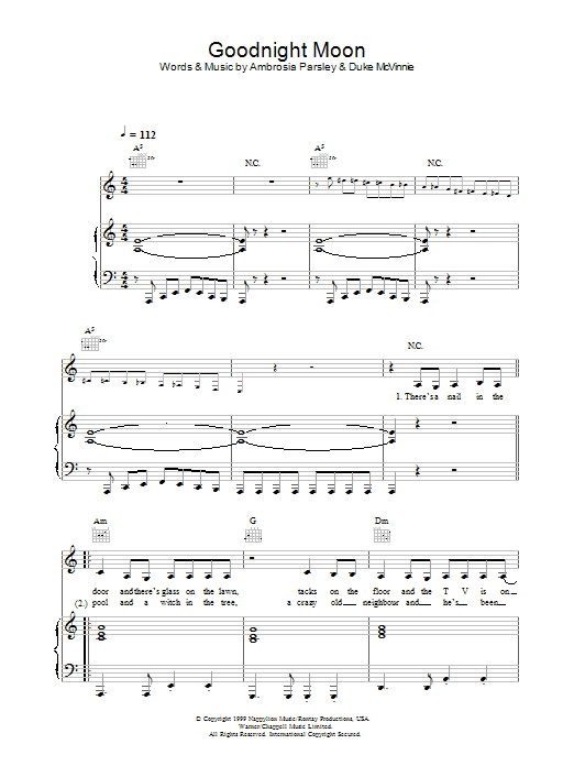 Shivaree Goodnight Moon sheet music notes and chords. Download Printable PDF.