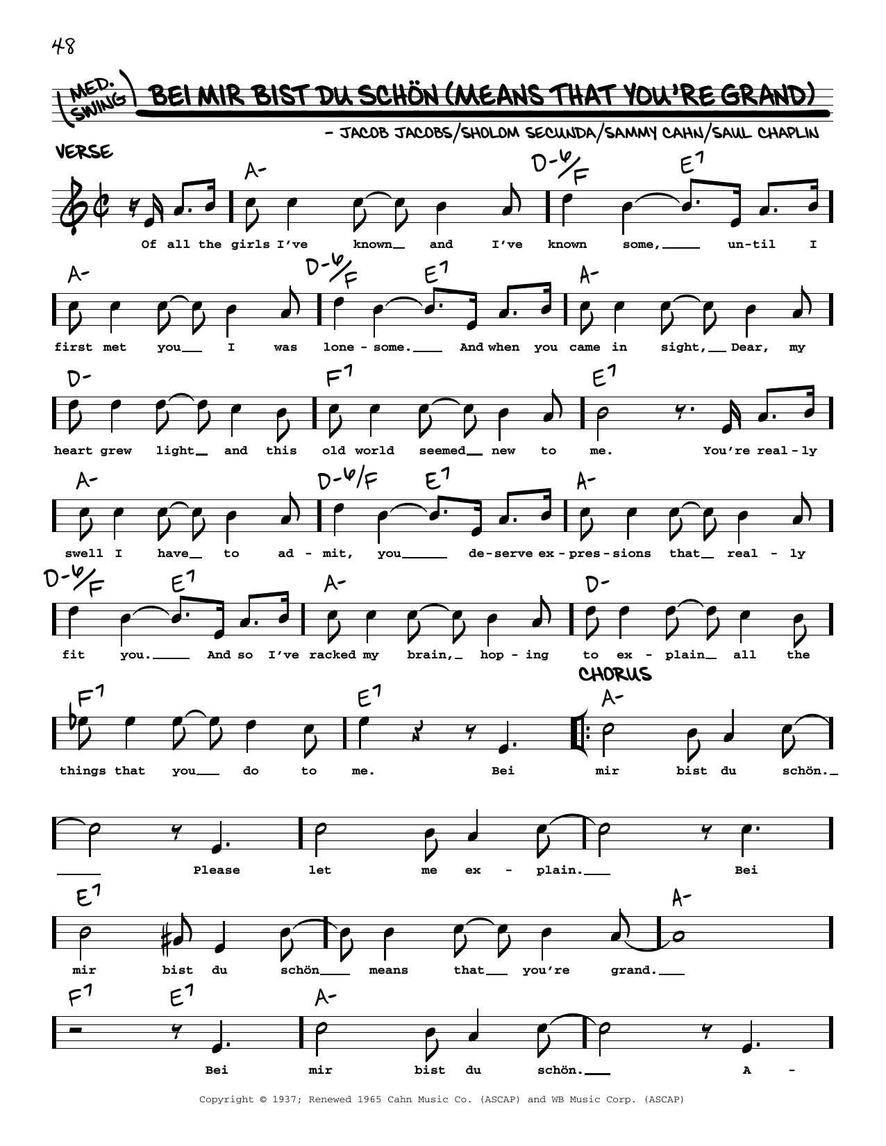 Sholom Secunda Bei Mir Bist Du Schon (Means That You're Grand) (arr. Robert Rawlins) sheet music notes and chords. Download Printable PDF.