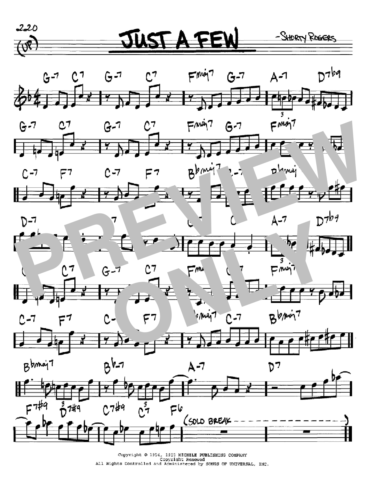 Learn to play Shorty Rogers Just A Few sheet music for Real Book – Melody & Chords – C Instruments in minutes. Price: 5.9900$ Shorty Rogers Just A Few sheet music notes and chords arranged for Real Book – Melody & Chords – C Instruments