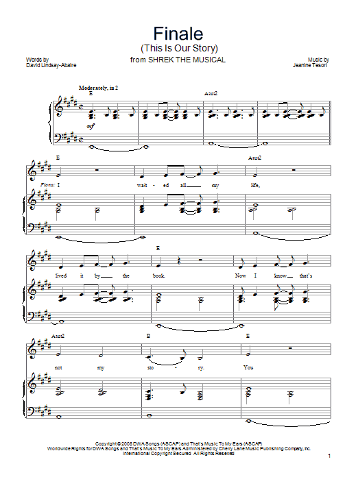 Shrek The Musical Finale (This Is Our Story) sheet music notes and chords. Download Printable PDF.