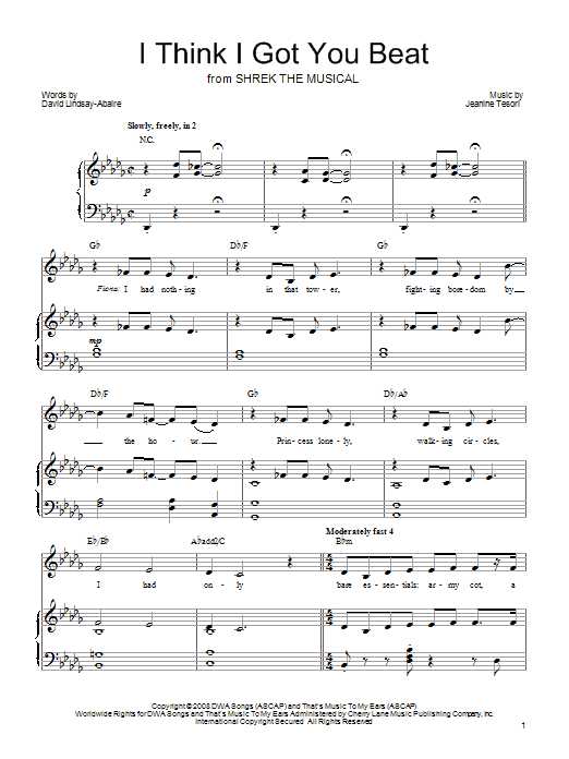 Shrek The Musical I Think I Got You Beat sheet music notes and chords. Download Printable PDF.