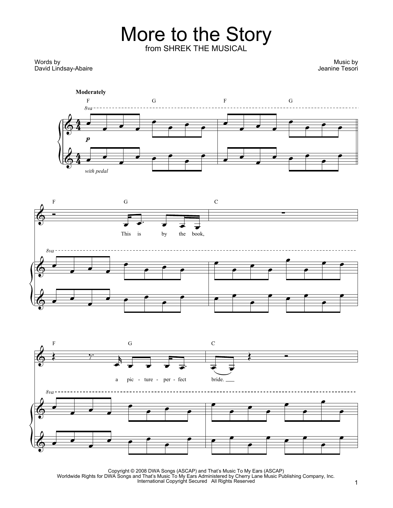 Learn to play Shrek The Musical More To The Story sheet music for Piano, Vocal & Guitar Chords (Right-Hand Melody) in minutes. Price: 7.8900$ Shrek The Musical More To The Story sheet music notes and chords arranged for Piano, Vocal & Guitar Chords (Right-Hand Melody)