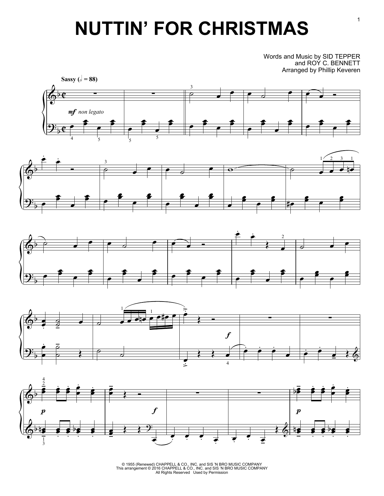 Phillip Keveren Nuttin' For Christmas sheet music notes and chords. Download Printable PDF.